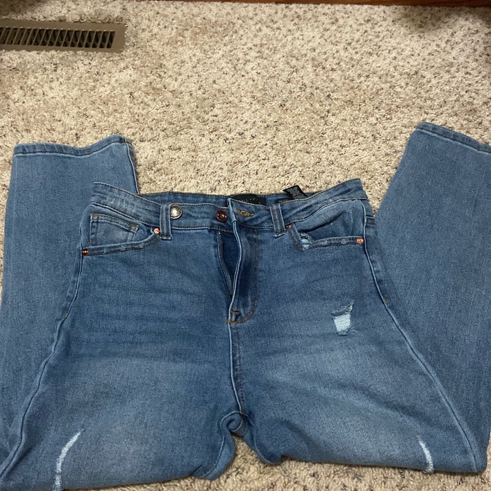 Straight Leg Distressed Jeans